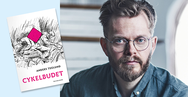 Framsidan på boken Cykelbudet av Anders Teglund och porträttfoto av honom.